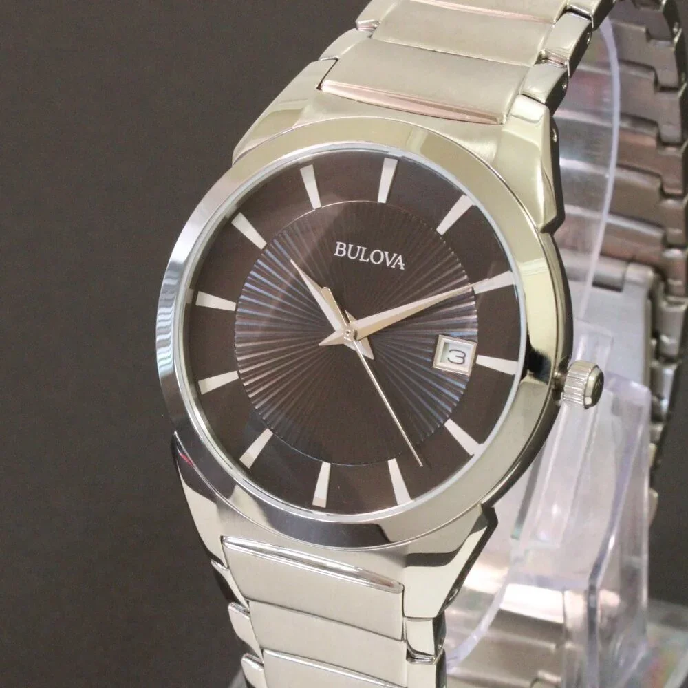 Bulova Men's Classic Quartz Watch Black Textured Dial Stainless Steel 38mm